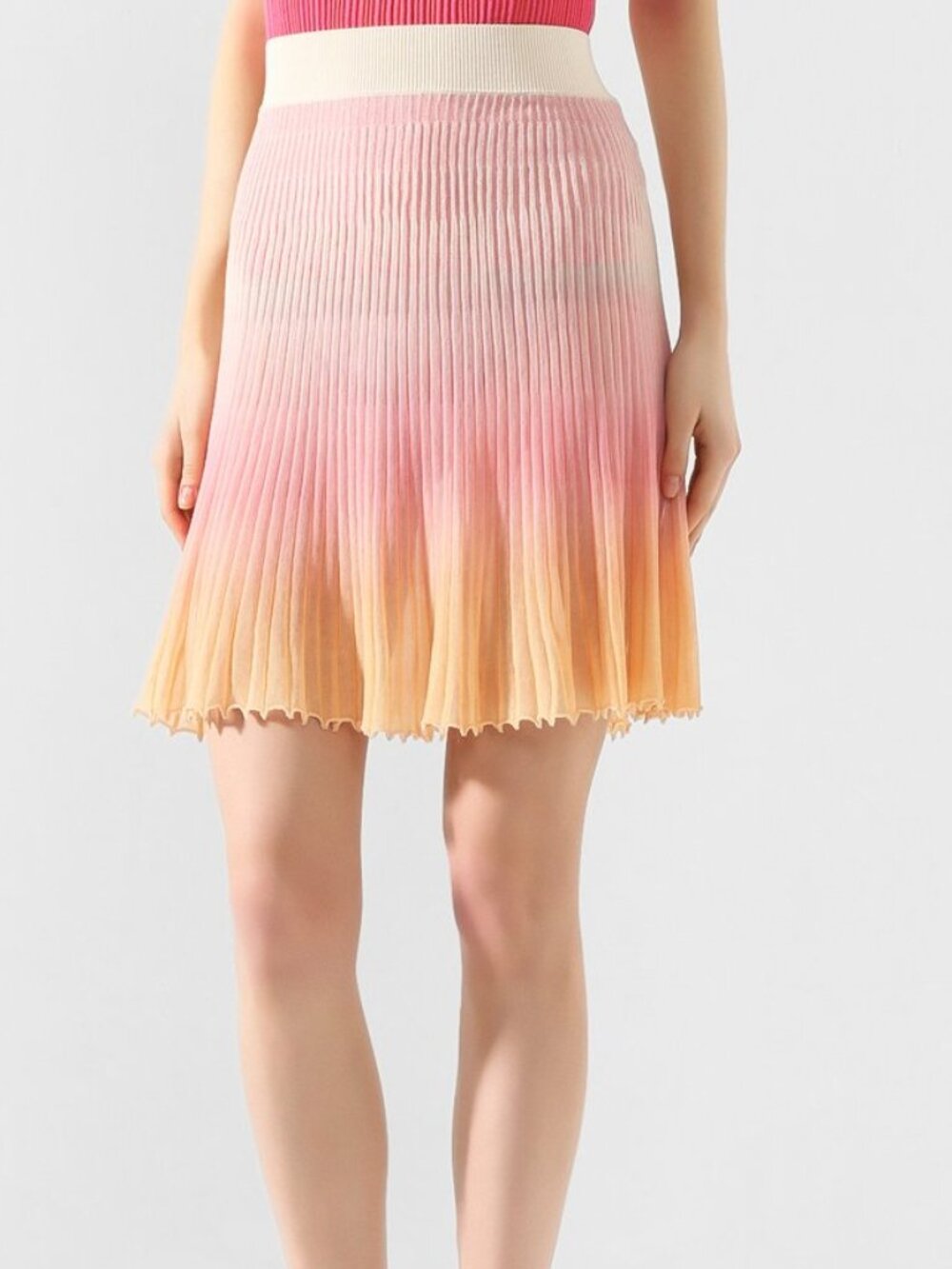 Jacquemus La Jupe Helado Ombré Knit Mini Skirt Pink Orange Cream IT 34